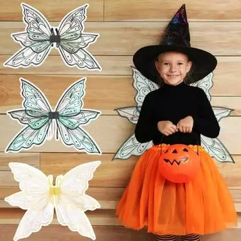 Принцесса Фея Крылья Бабочки Складной Легкий Детский Платье Хэллоуин Костюм Крылья Ангела чёрный/красный