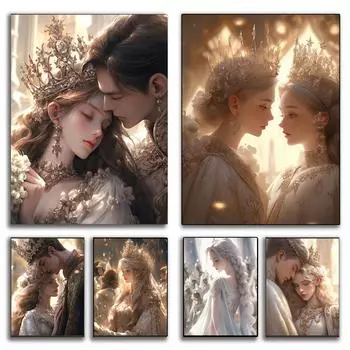 Принцесса и принц 5D DIY Алмазная картина Мозаика Фэнтези Мультфильм Искусство Вышивка крестом Ручная работа Украшение для дома Full Round 20x30CM