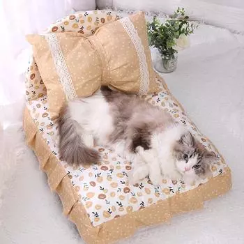 Принцесса Кошачий домик для собак Мягкая моющаяся будка для маленьких собак Диван-кровать для котят Коврики для сна Удобное гнездо для кошек Товары для животных M-50x60cm