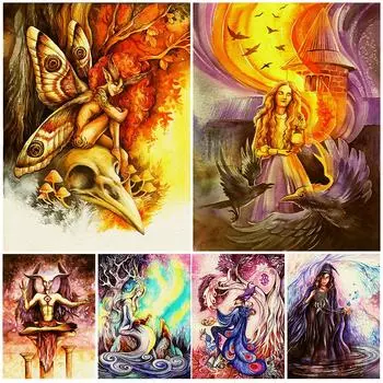 Принцесса Мотылек, Фея-Бабочка, Сова-Ведьма, Очаровательная Русалка Ретро Настенная Роспись Таинственная Магия 21cm30cm NoFrame