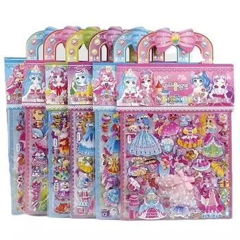 Принцесса одеваются объемные наклейки коврик для девочек дети принцесса поделки игры 3D пена мода наклейки активность игровой набор для малышей