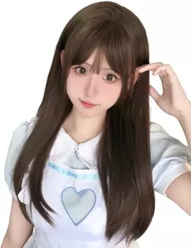 принцесса полная принцесса маленькая Harajuku тепла с пепельно-коричневым париком, длинный, подстриженный, прямой, натуральный, полудлинный, парик, парик, волосы, парик, дамы, Limakara, лицо,