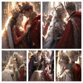 Принцесса Принц 5D DIY Алмазная картина Мозаика Фэнтези Мультфильм Любовник Крест Алмазная вышивка Ручная работа Украшение для дома Full Round 20x30CM