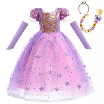Принцесса Принцесса One Культурное представление сцены поставляется с плетеной цветочной повязкой на голову [MUXIU] Платье, Дети, Хэллоуин, Косплей, Платье, Девочки, Мило, фиолетовый