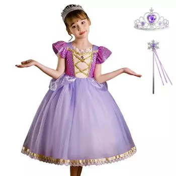Принцесса Принцесса One Play Культурное представление 3 предмета комплект [MUXIU] Платье, Девочки, Хэллоуин, Костюм, Стиль, Детский, Милый, Популярный, Часть, фиолетовый