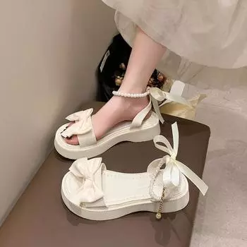 Принцесса сандалии женские лето 2025 новый лук интернет-знаменитость платформа снаружи носить сказочный стиль с юбкой римские туфли 35
