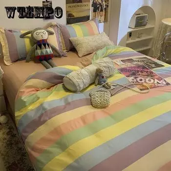 Принцесса Стиль Для девочек Общежитие Постельное белье Четыре части Студенческая спальня Чистый хлопок Для кожи Утолщение Одеяло Покровный лист 2.0m