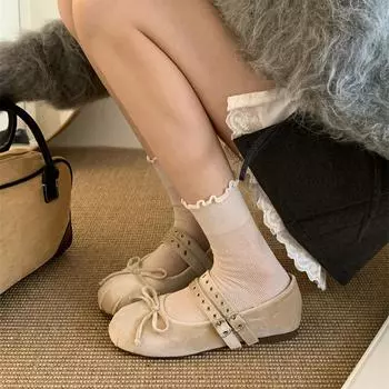 Принцесса в бегах~ Французские туфли Мэри Джейн из бархата с мягкой подошвой, женские туфли с бантом для фестиваля ранней весны 35 абрикосовый