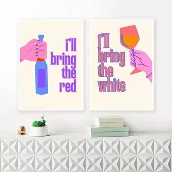Принесите белые цитаты, принты, ретро модный постер для девочек, художественная тележка для коктейль-бара, красочная настенная картина, украшение 21cm30cm NoFrame