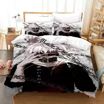 Print Anime Tokyo Ghoul Bedding Set Single Twin Full Queen King Size Hip Hop Anime Bed Set Teenager Bedroom Duvet cover Sets 70x133cm 2pcs