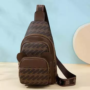 Сумка-кошелек с принтом, женская сумка через плечо, многофункциональная сумка через плечо из мягкой кожи кофейный