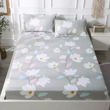 Print Flower Strawberry Bed Cover Dustproof Fabric Bedspread Protective Mattress Gray,120x200cm