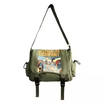 Print Men Crossbody Bag Square Sling Bag Simple Messenger Bag Travel