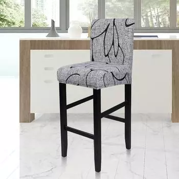 Принт Молочный шелк Чехол для барного стула Высокий стул Эластичный чехол для барного стула Барный стол Отель Клуб Чехол с низкой спинкой 2 packs
