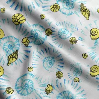 Принт морских ракушек Soimoi, хлопковый батист, ткань для квилтинга, продаваемая во дворе, хлопчатобумажная ткань средней плотности шириной 42 дюйма, швейные принадлежности, синяя и 42 Inch Wide - Cotton Cambric синий