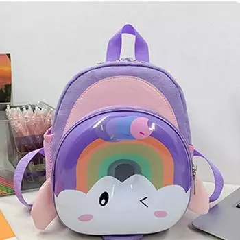 Print Rainbow Elephant Kids Animal Backpack Breathable Nylon Schoolbag Gift Cute