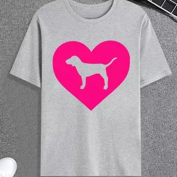 Принт розового сердца, мужская летняя футболка с рисунком, повседневные удобные футболки S серый