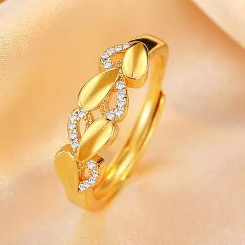 Принт «сердце к сердцу», новый женский нишевый дизайн в китайском стиле, полое любовное кольцо, модный тренд «Живой рот», ювелирные изделия в форме сердца Opening adjustable золотой