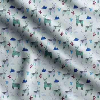 Принт Soimoi Llama Alpaca, хлопковый батист, ткань для квилтинга, продаваемая во дворе, ширина 42 дюйма, хлопковая ткань средней плотности, швейные принадлежности, синий и 42 Inch Wide - Cotton Cambric синий