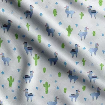 Принт Soimoi Llama Alpaca, хлопковый батист, ткань для квилтинга, продаваемая во дворе, шириной 42 дюйма, хлопчатобумажная ткань средней плотности, швейные принадлежности, 42 Inch Wide - Cotton Cambric синий