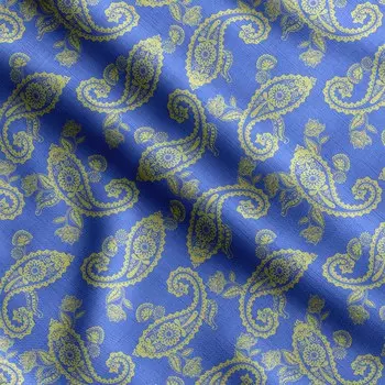 Принт Soimoi Paisleys, хлопковый батист, ткань для квилтинга, продаваемая во дворе, хлопчатобумажная ткань средней плотности шириной 42 дюйма, 42 Inch Wide - Cotton Cambric синий