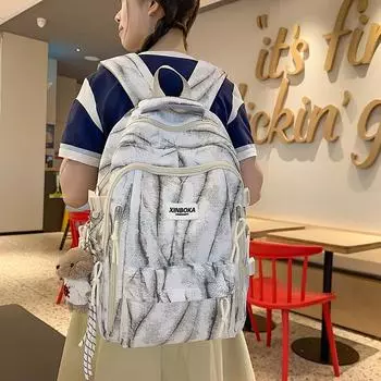 Print Student Schoolbag Women s Large Capacity Backpack чёрный