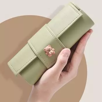 Printed Bear PU Glasses Box Cute Eyeglasses Holder Cute Printing Glasses Case Student зелёный