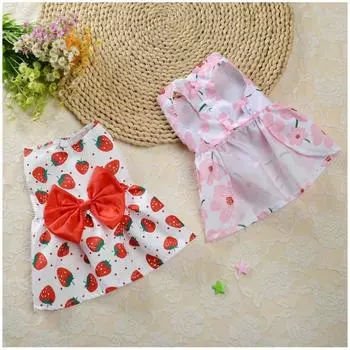 Printed Bow Pet Dog Dress Cute Chihuahua Princess Skirts Pet Dress For Small Medium Dogs Skirt Dog Wedding Dresses York Clothes XS жёлтый