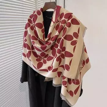 Printed Fashion Temperament, Age-Reducing Thickened Neck, Long Shawl, Atmospheric Scarf красный