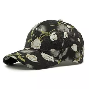 Printed Flower Baseball Cap Women s Spring Summer Outdoor Sun Visor Cap чёрный/бежевый