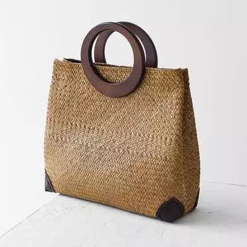 Printed Gauge Gu Yu Summer New Straw Bag Curry