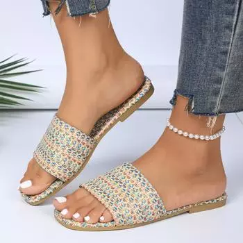 Printed plaided flat bottom plus size women s slippers are lightweight and comfortable women s slippers 36 серый