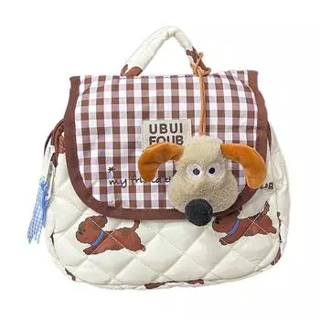 Printed Puppy Dog Checkered Pattern Children Backpack Suitable Parent Children S