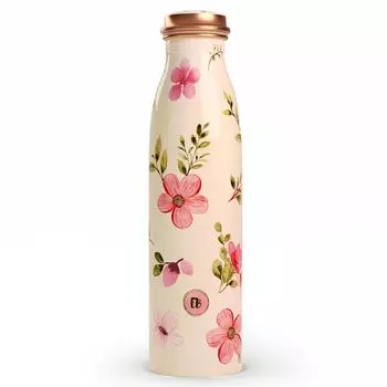 Printed Pure Copper Water Bottle 1 ltr Capacity Tamba 1 Litre Yoga Bottles For Drinking At School Home Office For Kids Boys Girls Men & Women