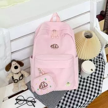 Printed Simple Letter Student Backpack With Coin Purse For Casual Activities