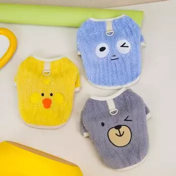 Printed Winter Dog Vest Warm Fleece Dog Pajamas Puppy Cat Clothes for Small Dogs Chihuahua Costume Bulldog Jacket Yorkie Shirts XS жёлтый