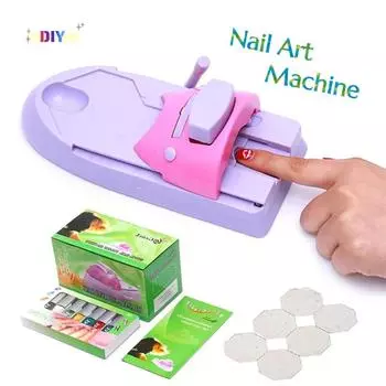 Принтер для дизайна ногтей DIY Машина для печати узоров Художественная печать Трафаретные печатные инструменты Красочный набор для дизайна ногтей No oil 1 template