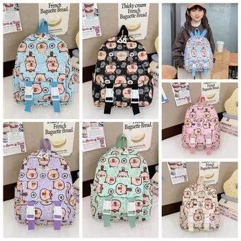 Printing Capybara Nylon Backpack Large Capacity Cartoon Animal Daypack Student s Book Bag Kids хаки