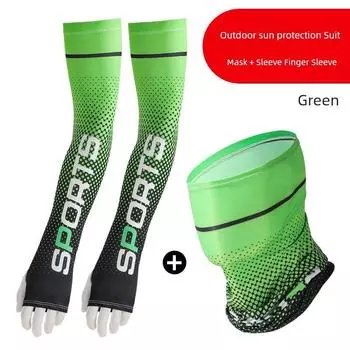 Printing Flower Ice Sleeve Men s Summer Viscose Fiber Sun-Protection Oversleeves Women s Sports Cycling Arm Sleeve Sleeves High Elastic UV Protection [Fruit Green] 1 pair of sleeve fingers +1 towel