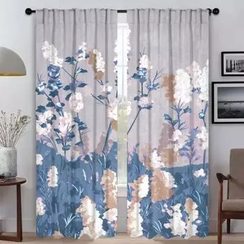 Printing Scenery Anti-mosquito Curtains for Camera Modern Living Room Curtains 2 Pieces Halloween Decoration Tulle for Bedroom W50xH70cmx2pcs-CL