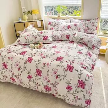 Принтованный комплект из трех предметов, один пододеяльник и пара наволочек (Без подкладки), Подходит для спален, отелей 150*200cm+2pcs*pillowcases