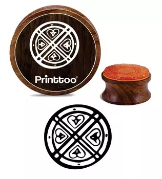 Printtoo Абстрактный дизайн Круглая деревянная резиновая печать Ремесленная текстильная печать Блок-2 2 Inch Diameter коричневый
