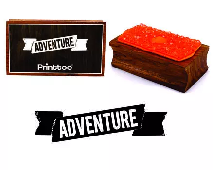 Printtoo Adventure Ribbon Banner Прямоугольный деревянный блок резиновых штампов 2.5 x 0.634 Inches коричневый