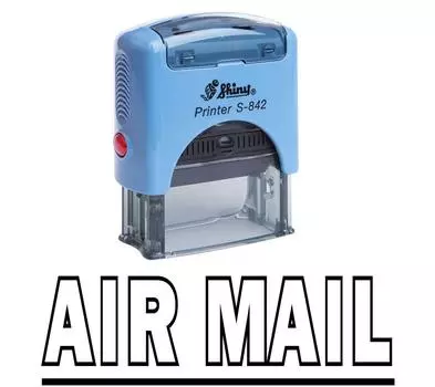 Printtoo AIR MAIL Self Inking Rubber Stamp Канцелярские товары Custom Shiny Impression Area 14 mm x 38 mm чёрный