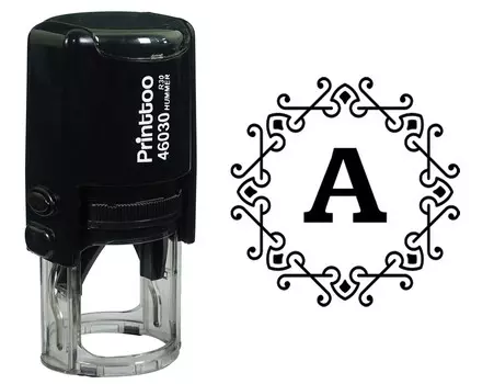 Printtoo Alphabet A Monogram Octagon Celtic Swirl Frame Self Inking Rubber Stamp Office 30 mm Diameter (Approx) красный
