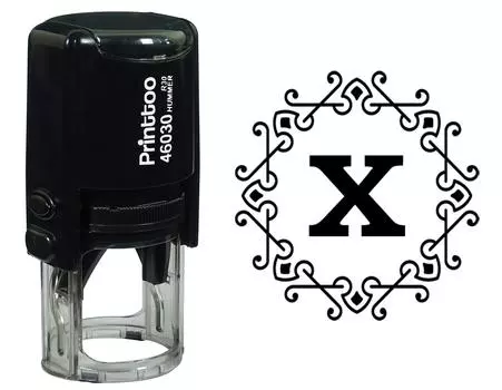 Printtoo Alphabet X Monogram Octagon Celtic Swirl Frame Self Inking Rubber Stamp Office 30 mm Diameter (Approx) чёрный