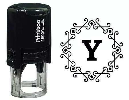 Printtoo Alphabet Y Monogram Octagon Celtic Swirl Frame Self Inking Rubber Stamp Office 30 mm Diameter (Approx) чёрный