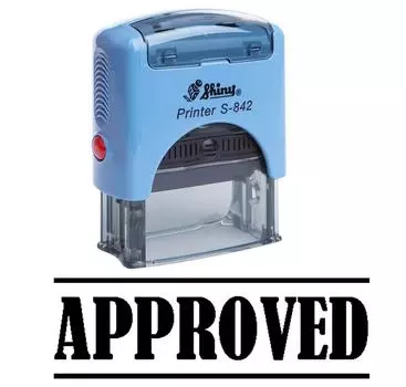 Printtoo APPROVED Self Inking Rubber Stamp Office Канцелярские товары Custom Shiny Impression Area 14 mm x 38 mm чёрный