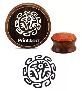 Printtoo Aztec Symbol Design Round Wooden Rubber Stamp Scrap-booking Stamps-2 2 Inch Diameter коричневый