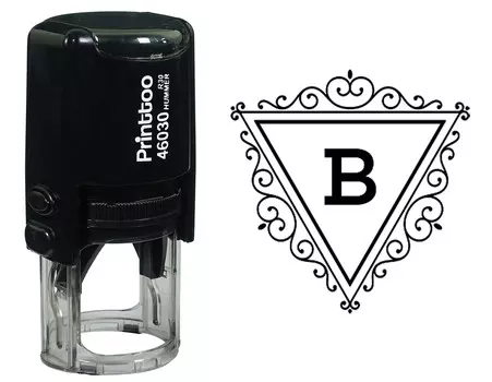 Printtoo B Алфавит Вихревой Граница Треугольник Вензель Начальная Самостоятельная Краска Резиновая Штамп Офис 30 mm Diameter (Approx) чёрный